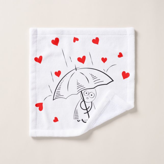 Bathroom Towel Sets Valentine's Day UmbrellaHearts (Gant de toilette)