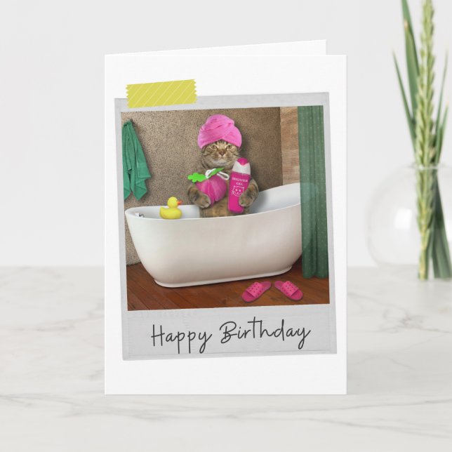 Bathtime Chat Funny Carte Anniversaire (Devant)