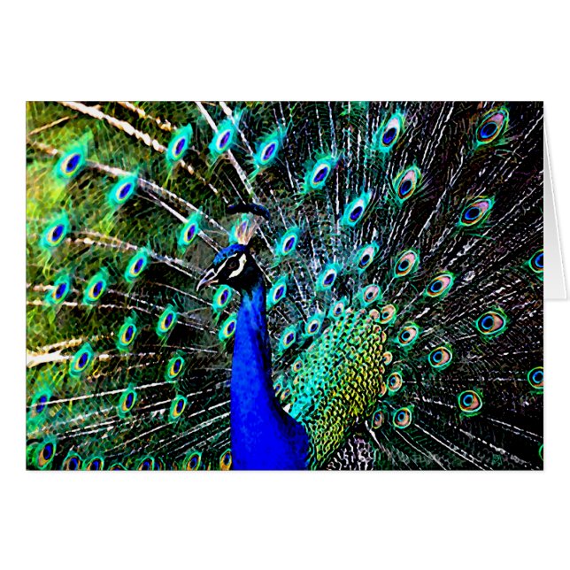 Batik 2 (carte vierge) de paon (Devant horizontal)
