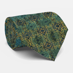 Batik Scroll Emerald et Gold Cravate