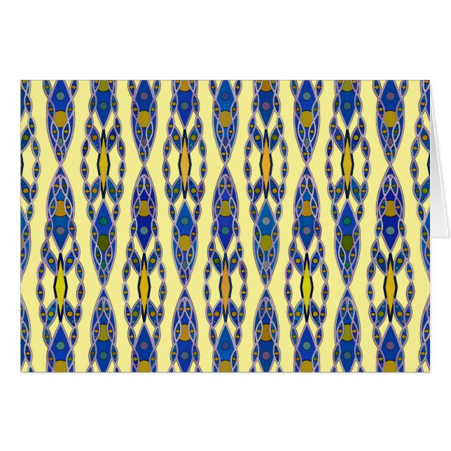 Batik tribal - Acier bleu, gris et jaune (Devant Horizontal)
