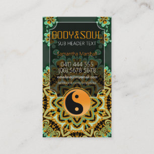 Batik tropical Orange Yin Yang Yoga Cartes de visi