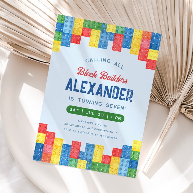 Bâtiment Bloc Boy Invitation de fête d'anniversair (Créateur téléchargé)