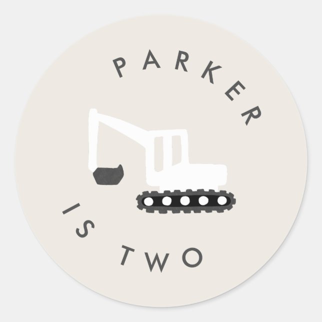 Bâtiment Digger Anniversaire Partie Sticker minima (Devant)