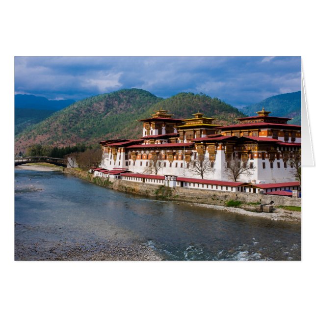 Bâtiment Dzong au bord de la rivière (Devant horizontal)