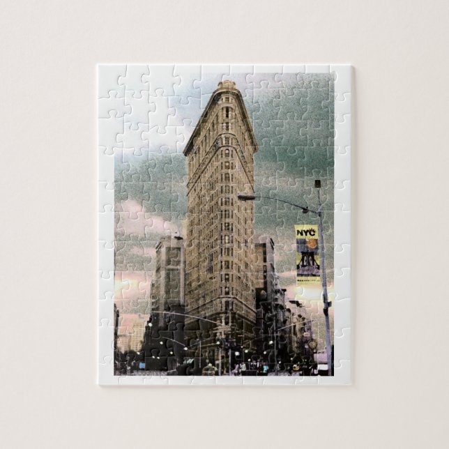 Bâtiment Flat Iron colorisé en puzzle (Vertical)