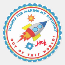 Bâtiment spatial Rocket Ship Stickers Favour Anniv