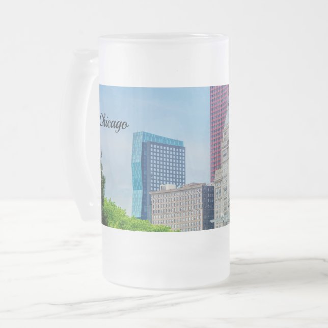 Bâtiments À Chicago Gelé Verre Beer Mug (Devant gauche)
