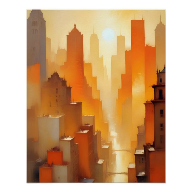 Bâtiments Abstraits Cityscape Poster Arrière - pla (Devant)