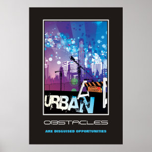 Bâtiments urbains Obstacles affiche de motivation