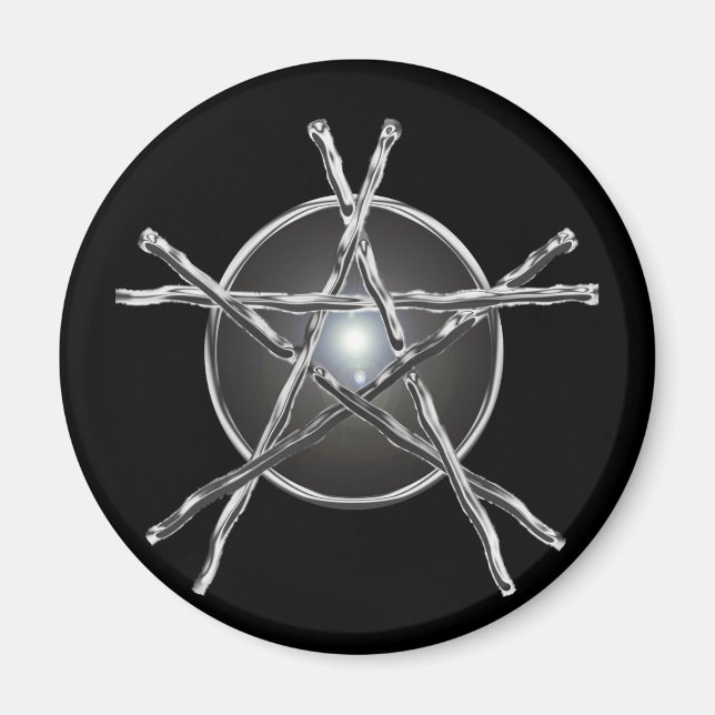 Bâtons d'argent Magnet de pentagramme (Devant)