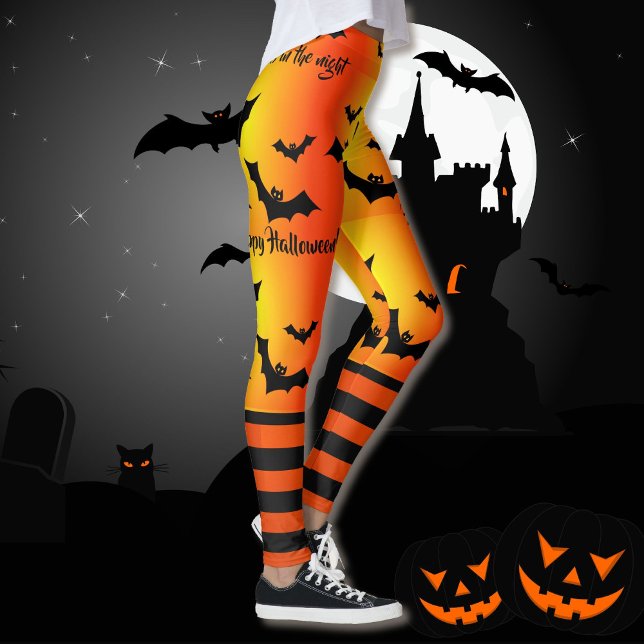 Bats Happy Halloween Leggings Yoga Pants (Créateur téléchargé)