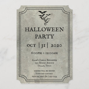 Bats Tombstone Halloween Invitations