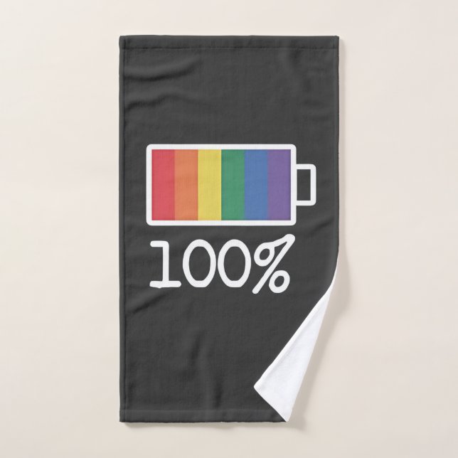 Batterie 100% Gay Funny LGBT Pride Mois Égalité (Serviette à main)