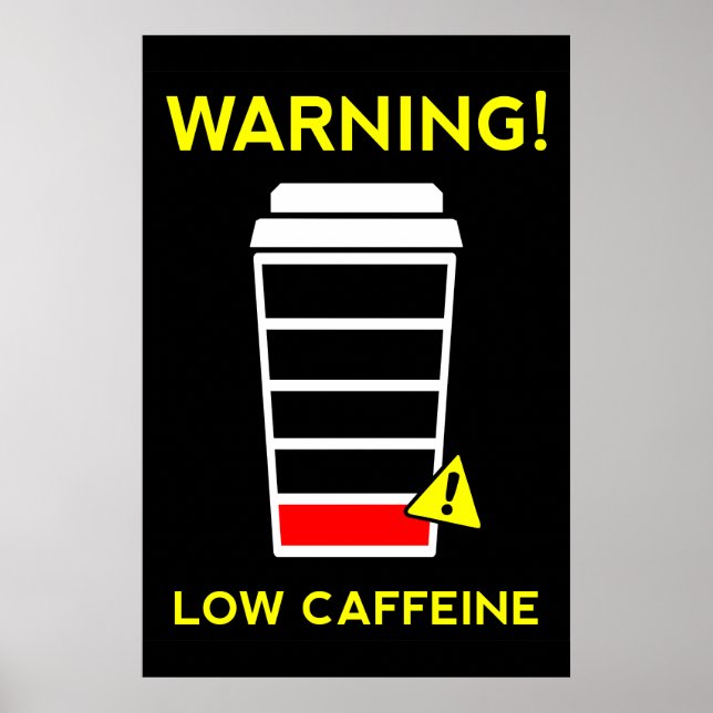Batterie basse caféine, affiche de café, noir (Devant)