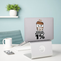 Batterie sociale 1% Autocollant drôle d'introverti