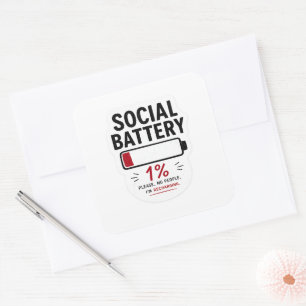 Batterie Sociale Faible Grand Autocollant Carré