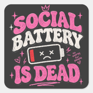 Batterie sociale morte Autocollant - Drôle Introve