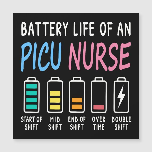 Battery life of a PICU nurse humor chart (Devant)