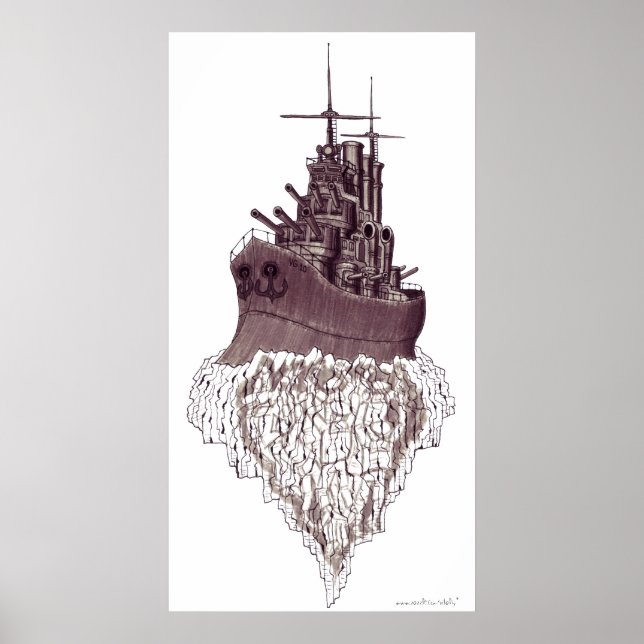 Battleship abstract graphic art poster design (Devant)