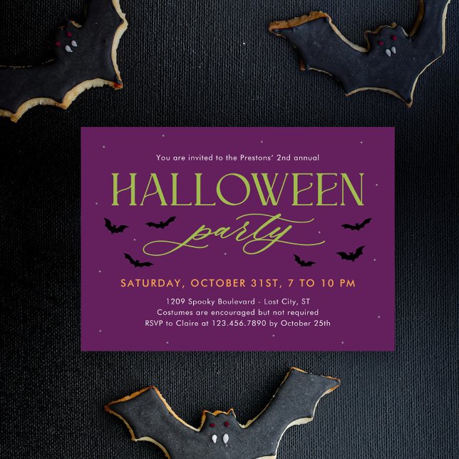 Batty Editable Color Halloween Party Invitation (Créateur téléchargé)