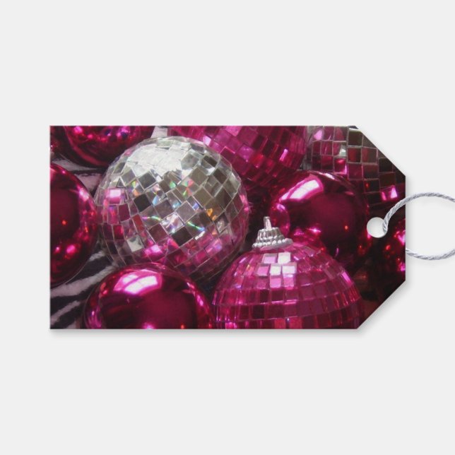 Baubles roses étiquettes cadeaux (Devant (Horizontal))