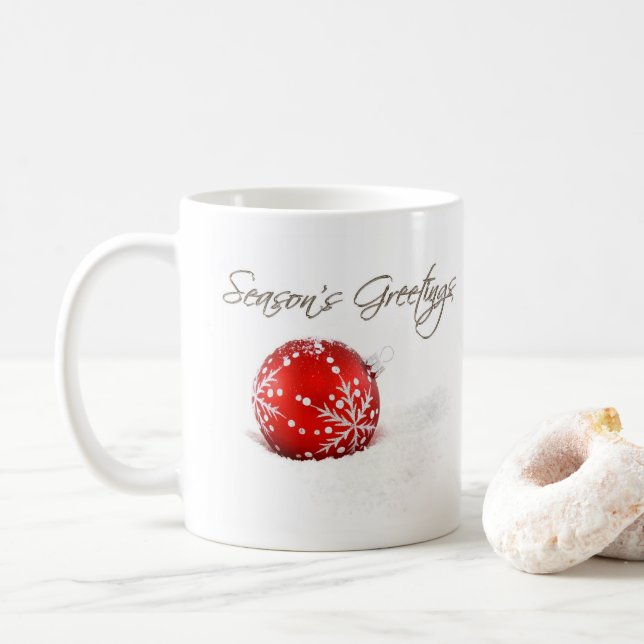 Baubles rouges Bonnes Fêtes Mug (Avec donut)