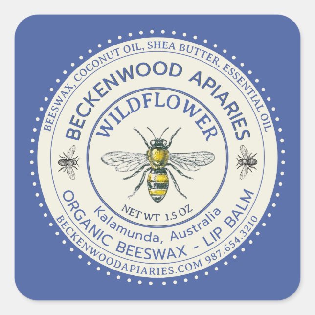 Baume à lèvres abeille jaune Étiquette Apiculteur  (Devant)