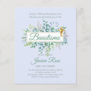 Baustismo Invitation Eucalyptus BUDGET Vert