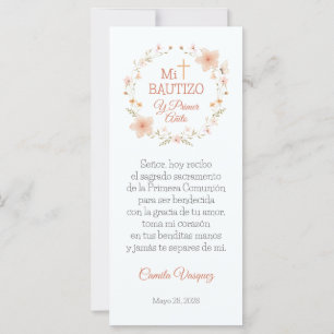 Bautisme Faveur Aquarelle rose Fleurs Signet