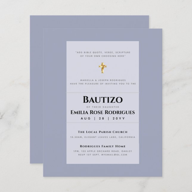 Bautismo BAPTISM moderne INVITATION Christening BA (Devant / Derrière)