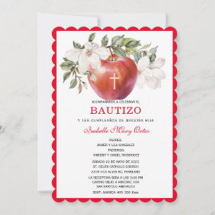 Bautismo y Primer Cumpleaños de Manzan Invitations