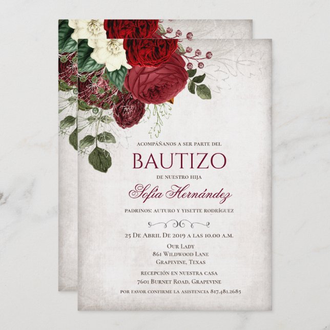 Bautizo Invitacione De bautizo Baptism Invitation (Devant / Derrière)