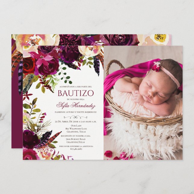 Bautizo Invitacione De bautizo Baptism Invitation (Devant / Derrière)