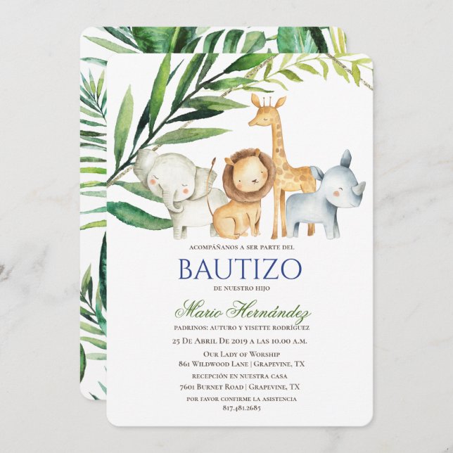 Bautizo Invitacione De bautizo Baptism Invitation (Devant / Derrière)