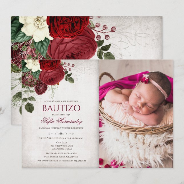 Bautizo Invitacione De bautizo Baptism Invitation (Devant / Derrière)