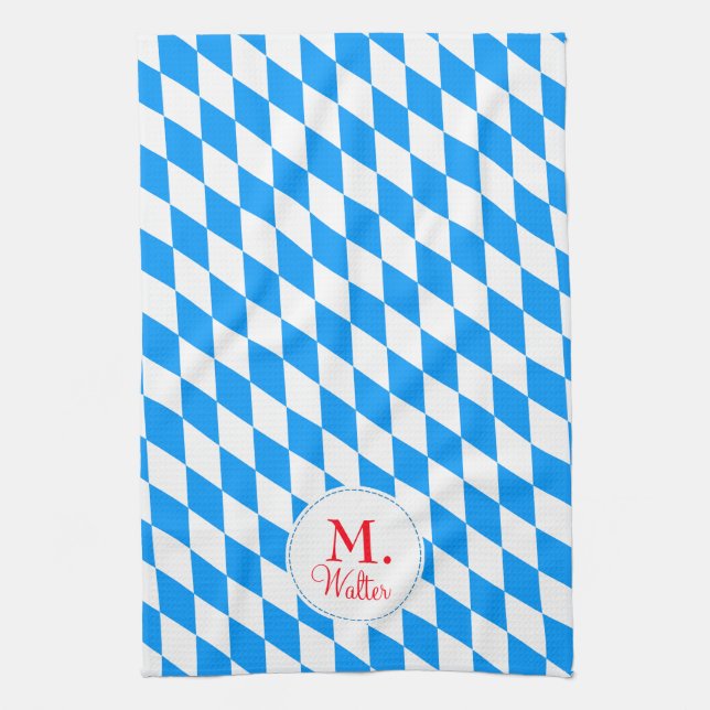 Bavaria rhombus monogramed Serviette de cuisine (Vertical)