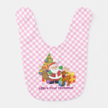 Baby Girl First Christmas Personnaliser le nom Bib