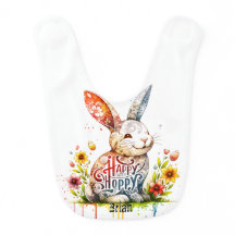 Bidon bébé lapin personnalisable avec fleurs
