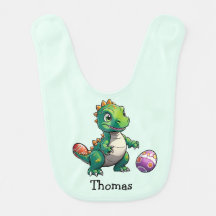 Dinosaure vert mignon avec oeufs de Pâques