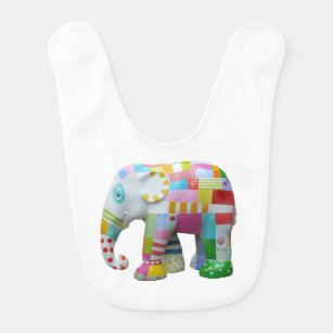 Bavoir Joli patchwork whimsical rétro jouet éléphant