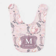 Jolies Renards Rose Monogramme Moderne Adorable Fi