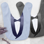 Bavoir Little Groomsman Ring Bearer Tuxedo Wedding<br><div class="desc">A double sided bib which could be your "something blue" for your little one. On one side - a pale blue tux jacket - and on the other - more a traditional black wedding jacket. Suitable for every day special events (like your cooking!)</div>