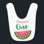 Bavoir Un dans un melon, Watermelon First Birthday Bib<br><div class="desc">Adorable Bib d'anniversaire pour vos petits pour le premier anniversaire. Correspond parfaitement à tous les articles de première anniversaire de Watermelon que je propose.</div>