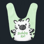 Bavoir Zebra Birthday Party Green<br><div class="desc">Ce thème de design de la collection de Baby showers Zebra, avec un Zèbre tout simplement adorable sur une palette de couleurs rose, bleu ou vert, célèbre votre anniversaire et Baby shower très spécial. Personnalisez ceci plus loin avec les détails de votre fête d'anniversaire et de votre baby shower facilement...</div>