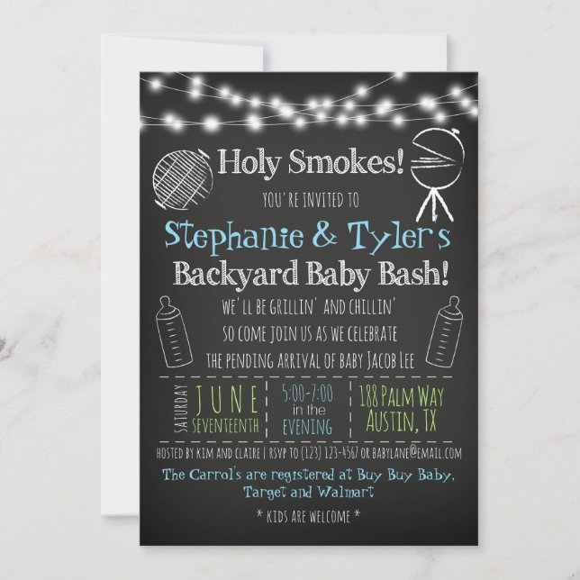 BBQ BaBy-Q Baby shower Invitation et carte de livr (Devant)