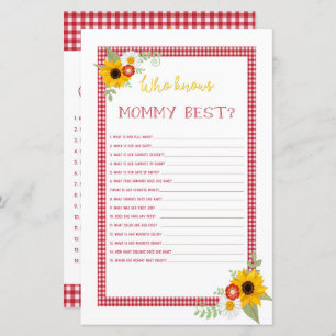 BBQ Baby shower Jeux Qui Connaît Maman, Guest Ques