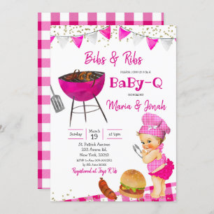 BBQ blonde rose Co-ed Baby shower Invitation
