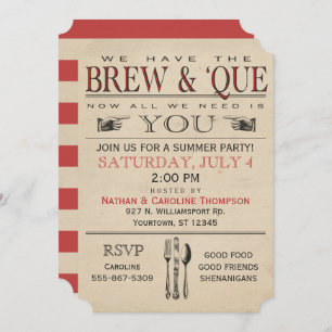 BBQ Brew & 'Que Summer Party Invitation