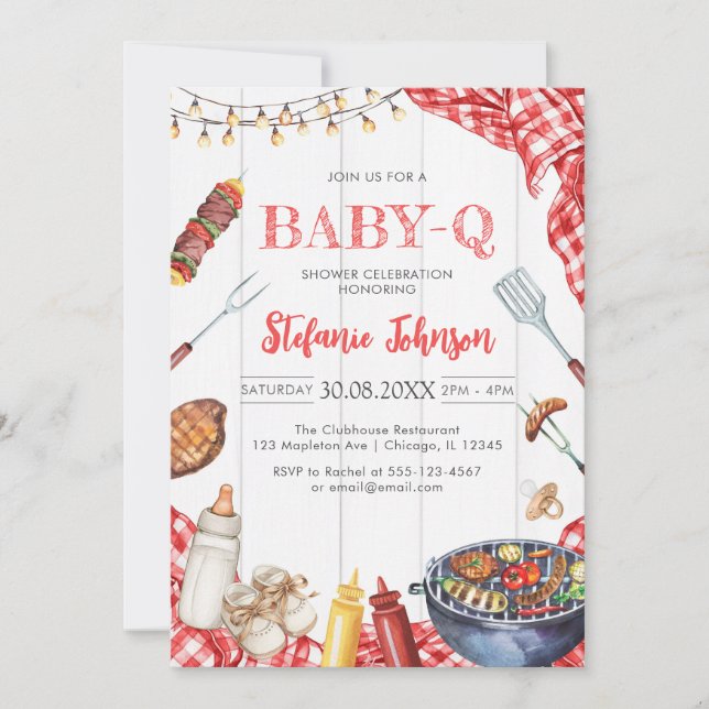 BBQ Children's BABY-Q Baby Shower Invitation (Devant)